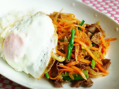 ごまドレで♪ワンプレート肉野菜炒め